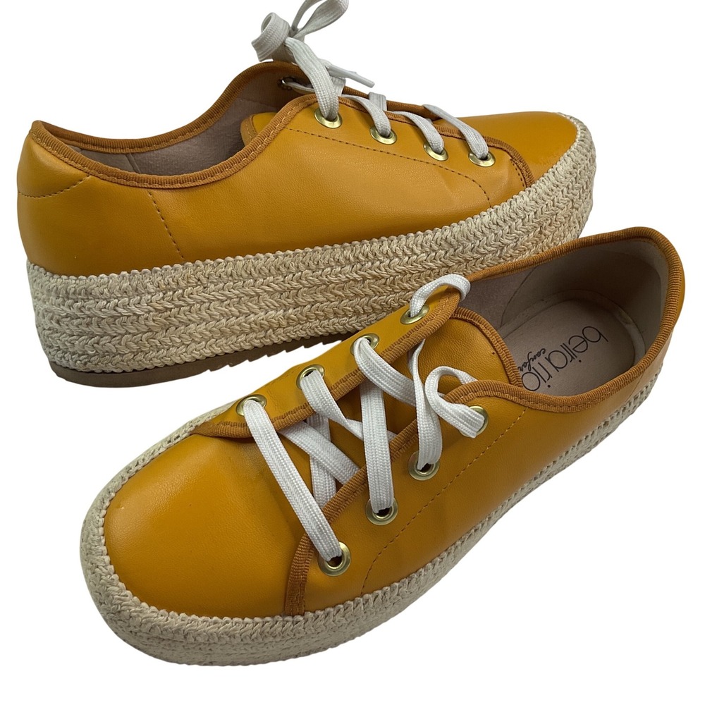 Beira Rio Comfort Mustard Yellow Espadrille Platform Sneakers Womens Size 8